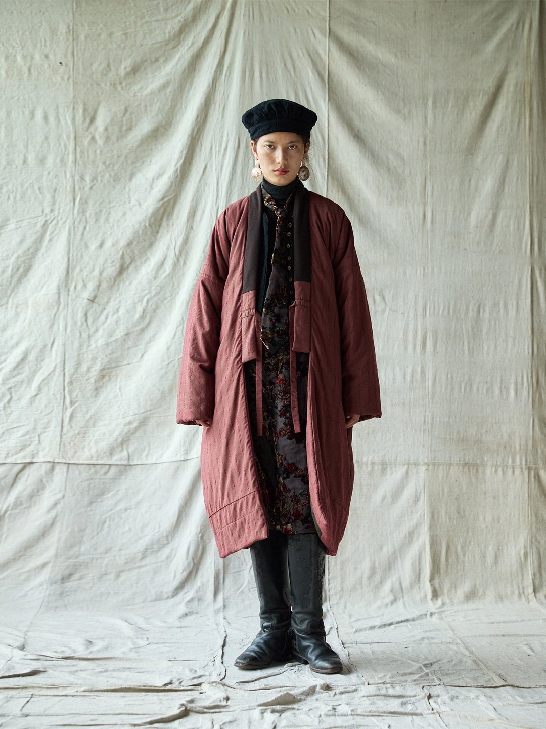 复古文青 / 羊毛混纺长外套 / 休闲棉衣 - 女装休闲/机能外套 - 其他材质 粉红色