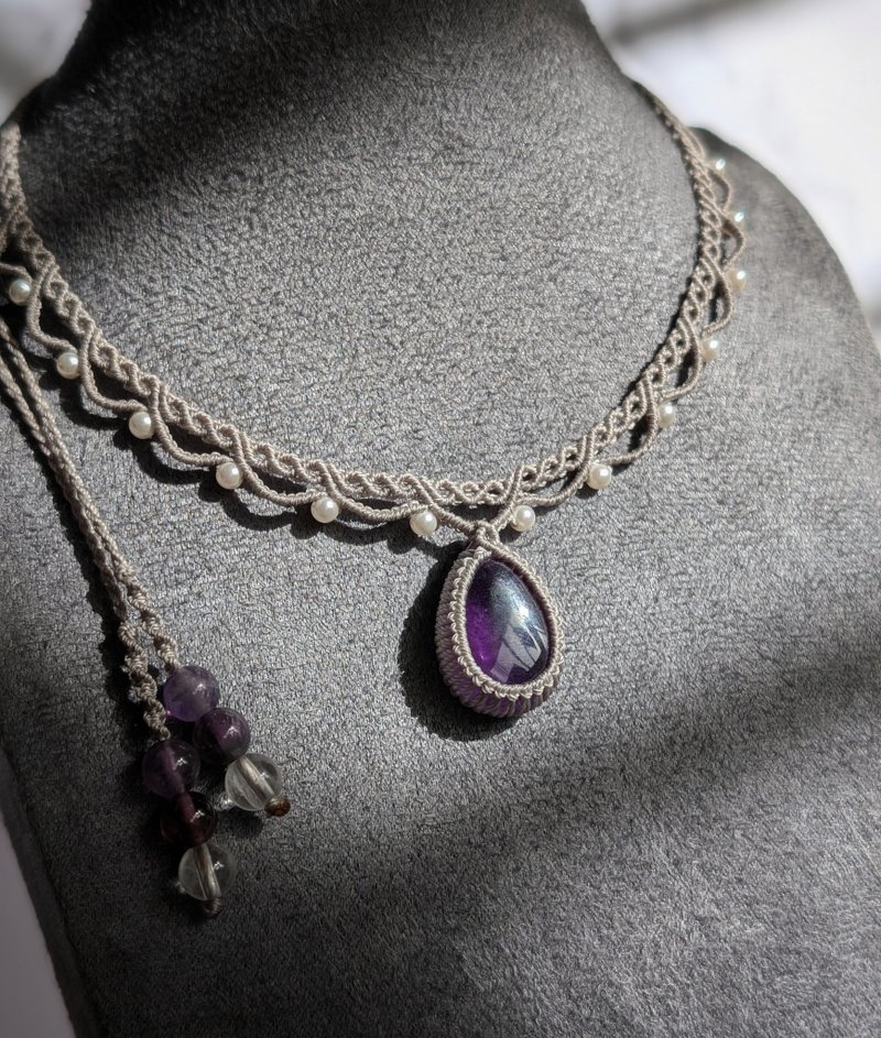 紫水晶编织颈链│锁骨链│Chocker - 项链 - 水晶 紫色