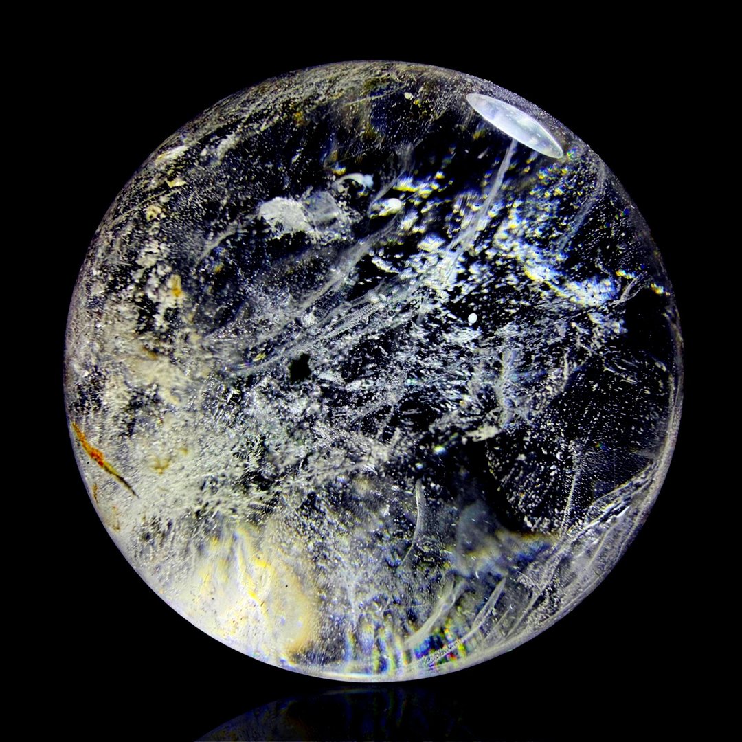 B08 高山白水晶球 53mm 微绿泥共生 流星雨气泡 清透疗愈 收藏级 - 摆饰 - 水晶 多色