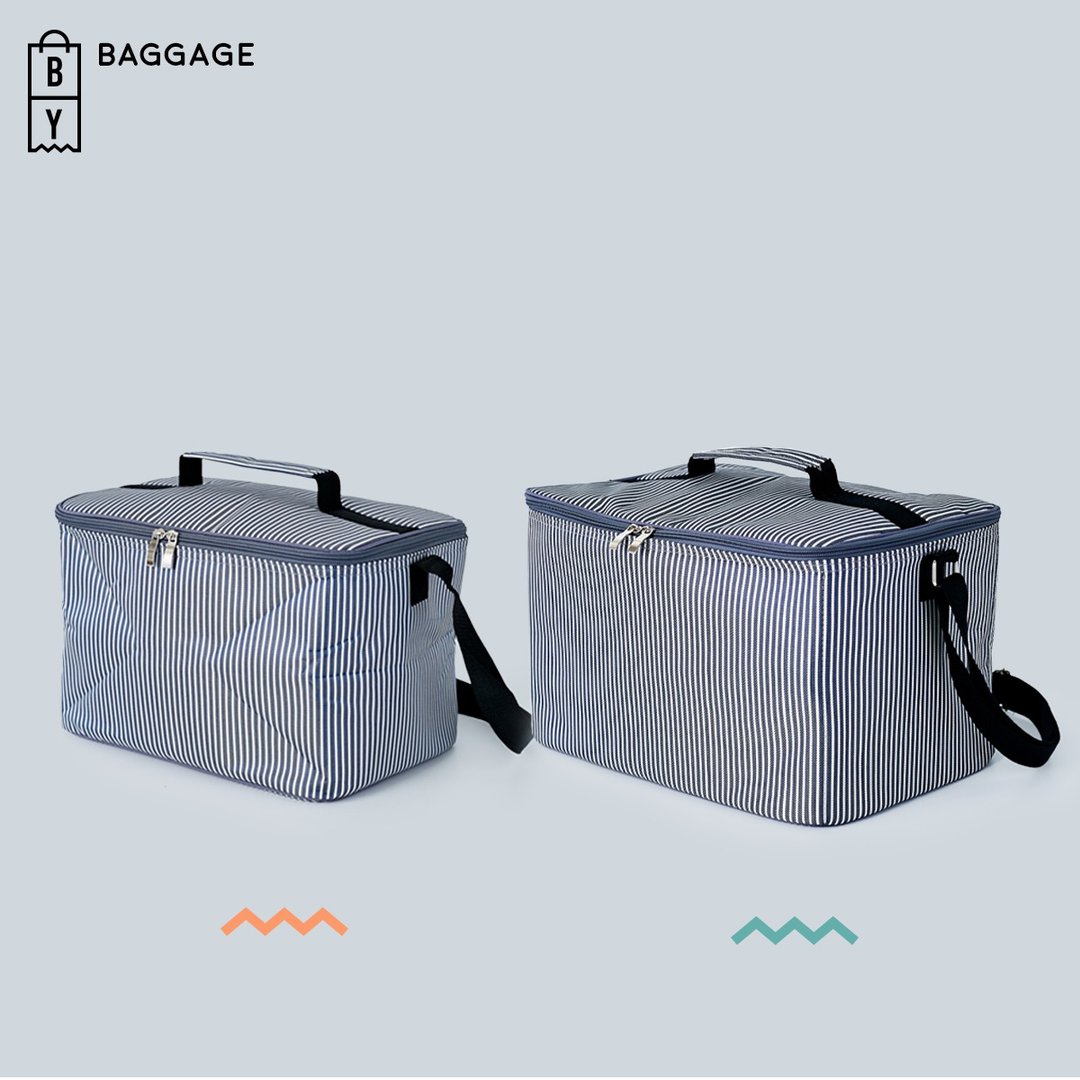 BAGGAGE: STORAGE BAG : NAVY STRIPE: 2 sizes: SMALL/ BIG - 后背包/双肩包 - 棉 蓝色