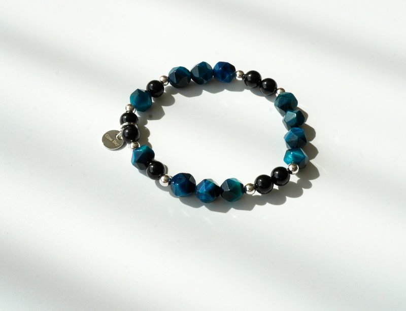 切面蓝虎眼黑碧玺14KGF手链 - 手链/手环 - 水晶 