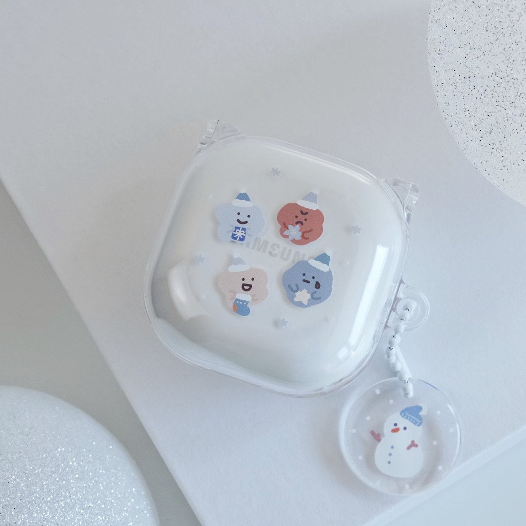 蓝色圣诞 Samsung Galaxy Buds 2/Pro/Live/3 Pro 耳机保护套 - 耳机收纳 - 塑料 透明