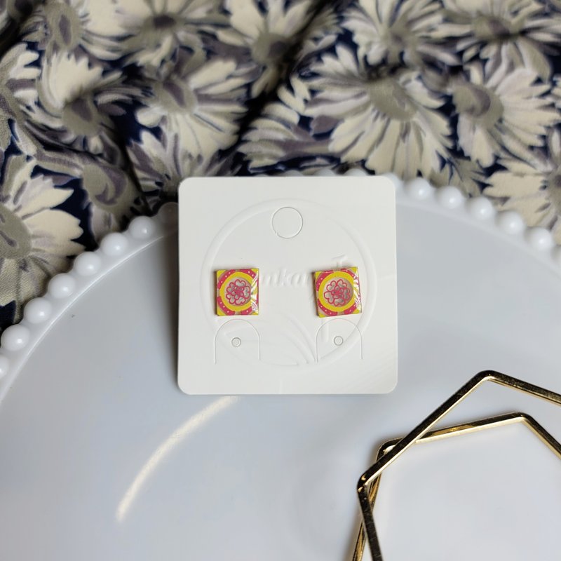 花砖物语 花漾年华 花砖 手绘热缩片 耳环 - 耳环/耳夹 - 不锈钢 多色
