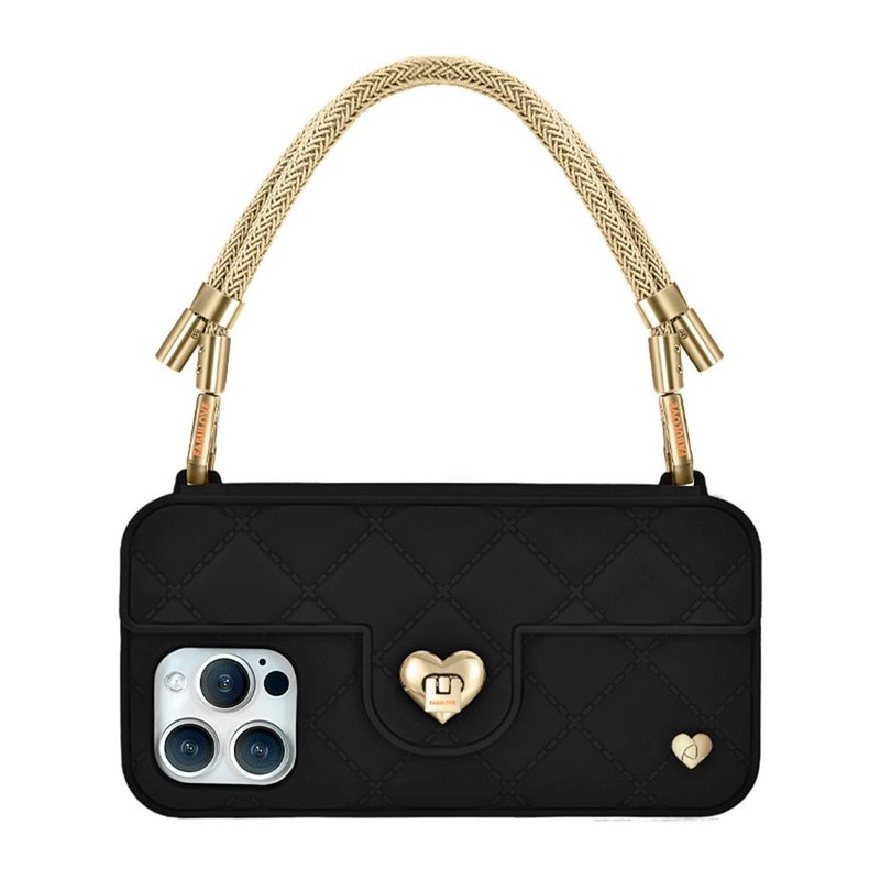 香港设计手机包-Sol【Golden Strap + Black Pursecase】 - 手机壳/手机套 - 环保材料 黑色