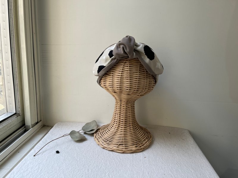 浅花儿一圈圈-一字尖尾蝴蝶结绑带发带ヘアバンド - 发带/发箍 - 棉．麻 