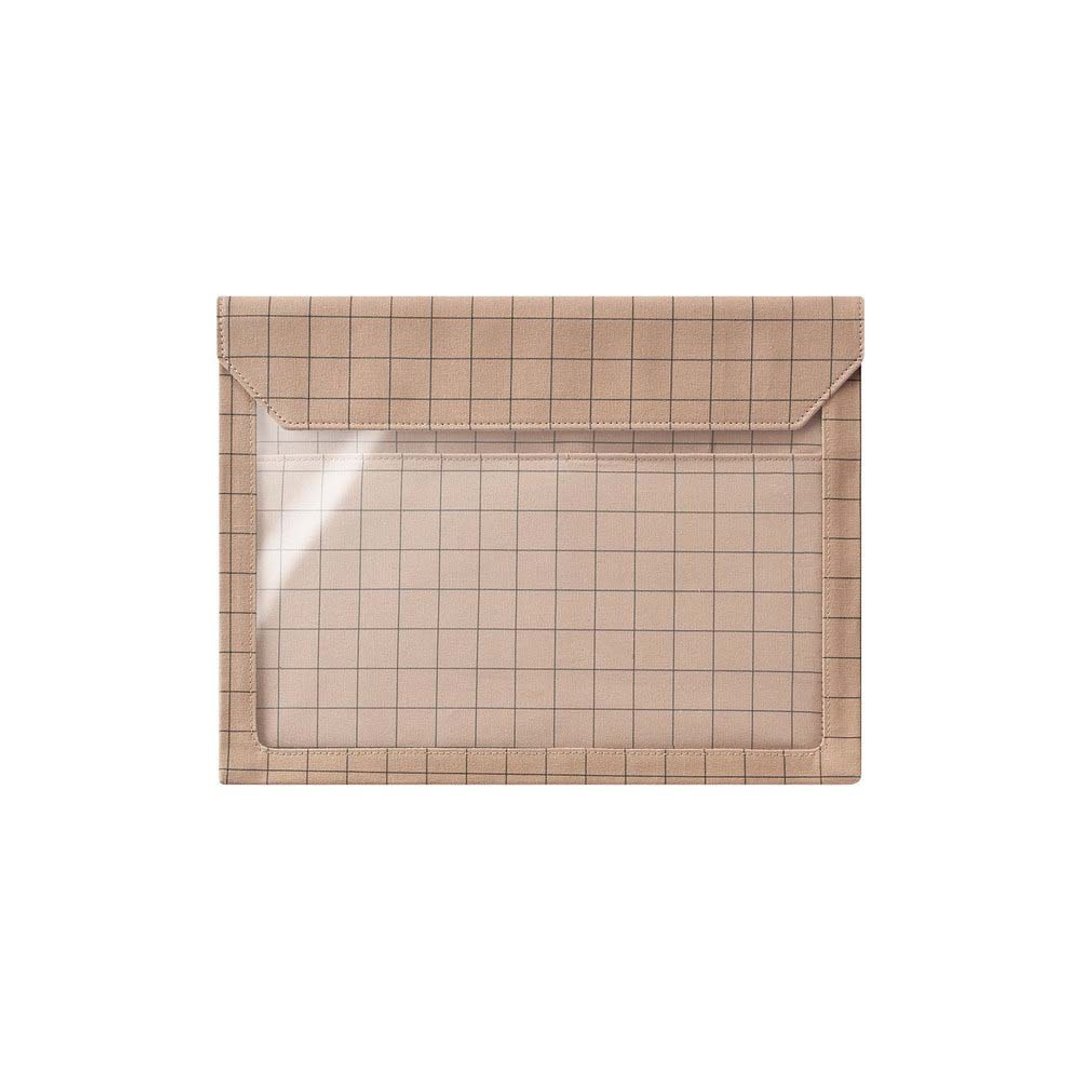 【KING JIM】FLATTY WORKS多用途帆布收纳袋 限定款 格纹 A4 - 化妆包/杂物包 - 其他材质 多色