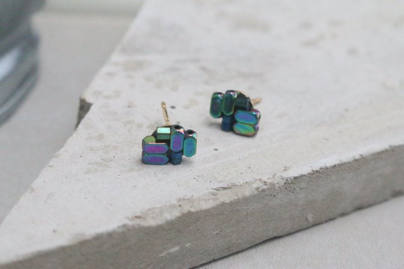 烤漆金属 耳环 1022（加减乘除） - 耳环/耳夹 - 其他金属 绿色