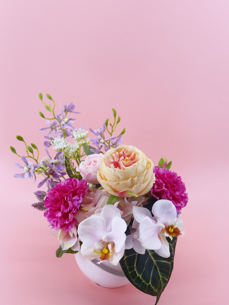 紫石斛兰庭园玫瑰香氛花礼/拟真花/人造盆栽/母亲节/送礼/礼物 - 植栽/盆栽 - 其他材质 紫色