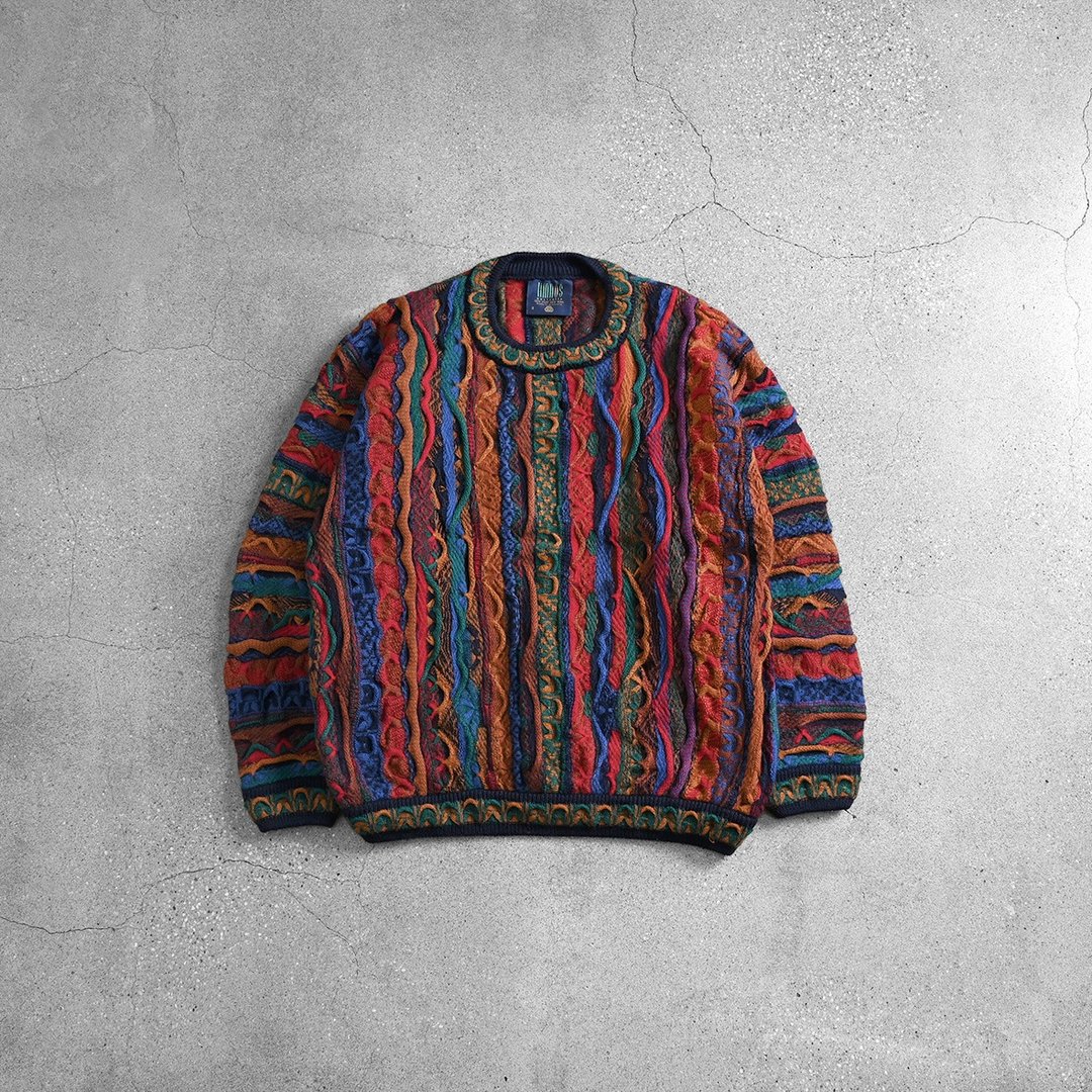 Vintage 立体织纹毛衣 / 图腾毛衣、苦瓜纹毛衣、复古图腾毛衣 - 男装针织衫/毛衣 - 羊毛 多色