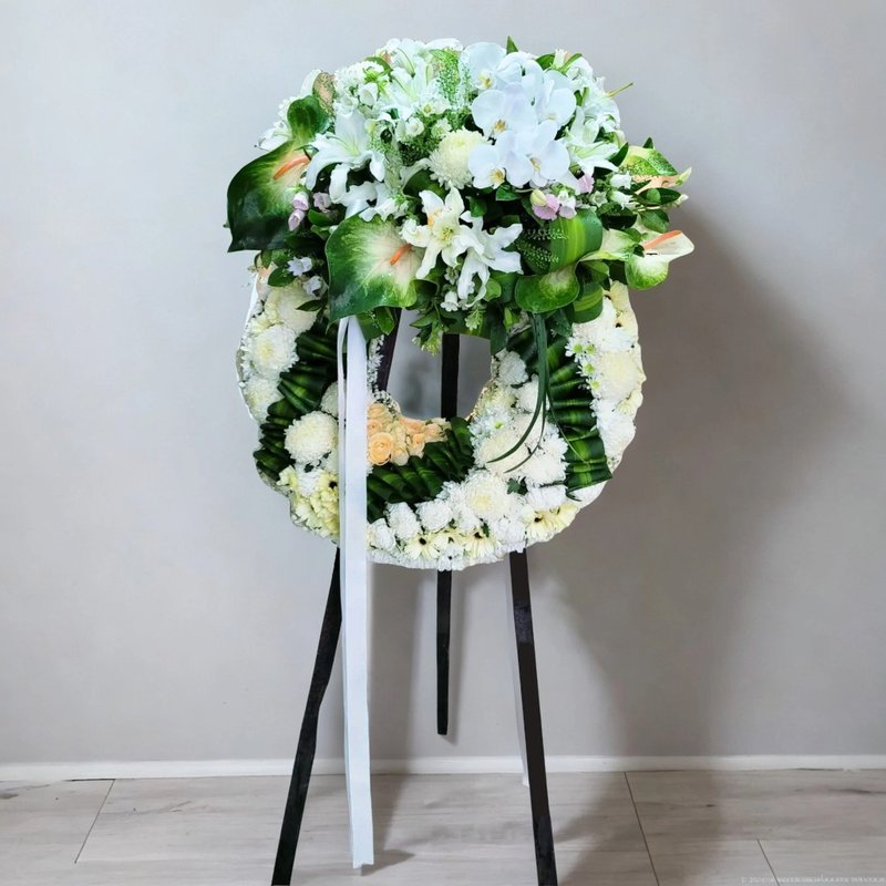 帛事悼念花圈 (6尺) (白太阳花等) GF00187 - 植栽/盆栽 - 植物．花 