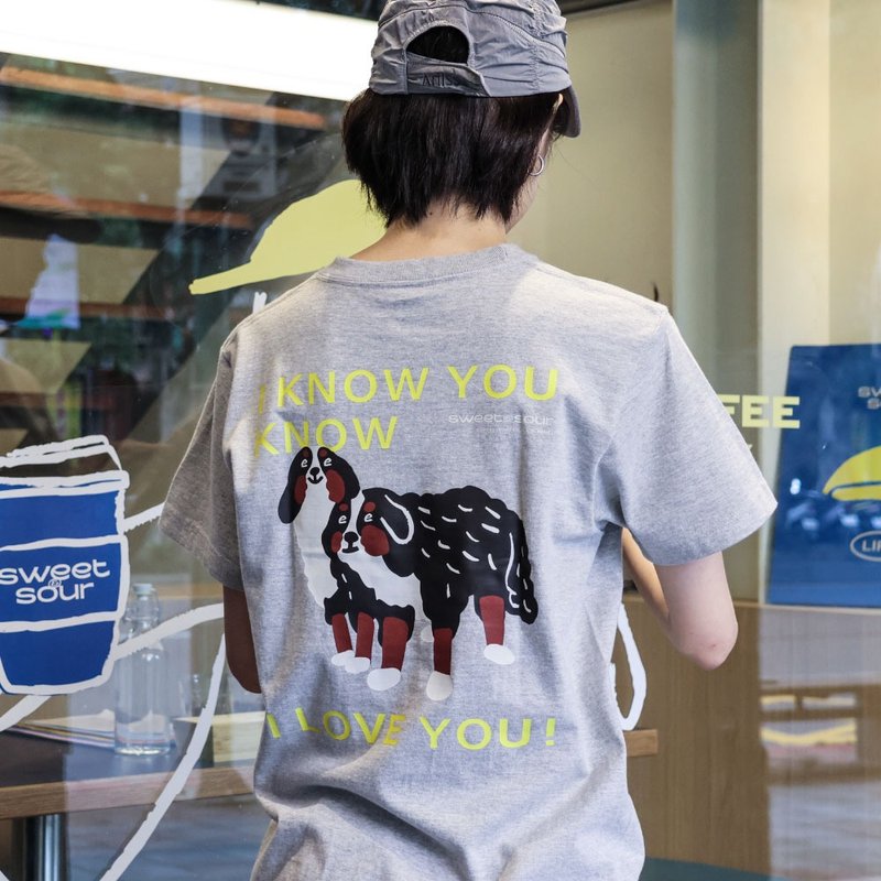 Sweet & Sour | 中性短袖 T 恤上衣 - 伯恩山犬 - 男装上衣/T 恤 - 棉．麻 灰色