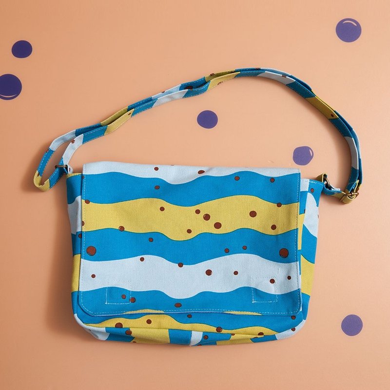 大人小书包/珍珠奶茶/清新蓝绿 - 侧背包/斜挎包 - 棉．麻 