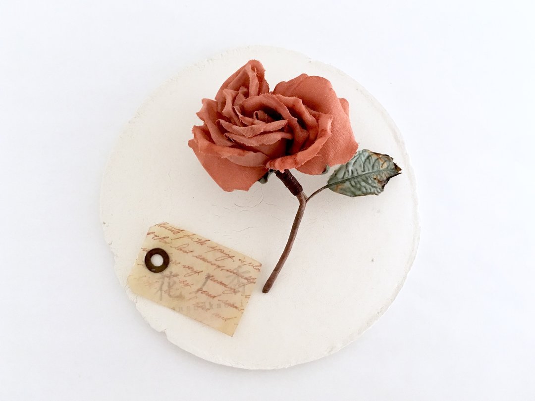 Old rose's corsage (Orange) - 胸针 - 棉 橘色