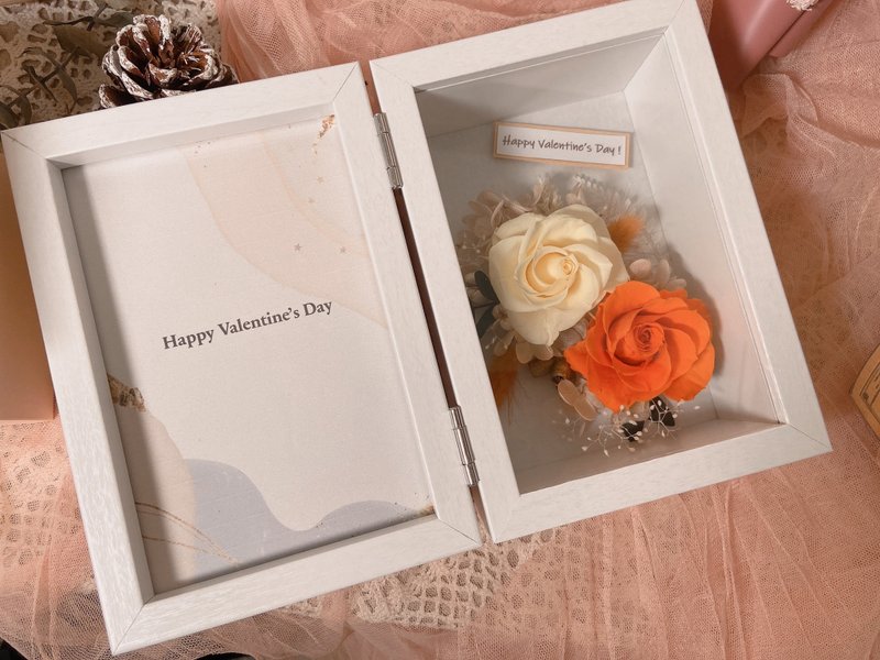 定制化礼物 永生花相框花礼盒 暖橘阳光配色 - 画框/相框 - 木头 橘色
