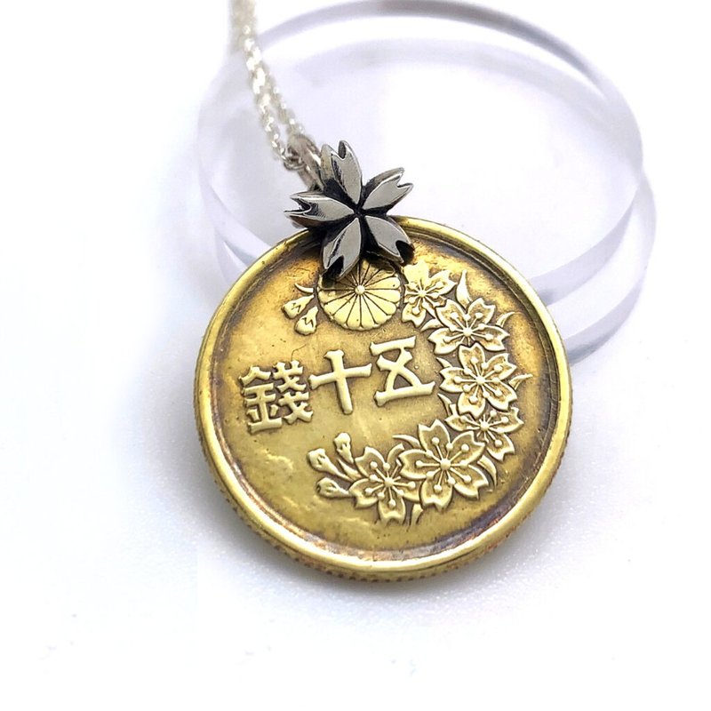 黄铜 古币项链 / 樱花 / 日本制造 / 包邮 / 日式风格 / 和服 / 925银 - 项链 - 其他金属 金色