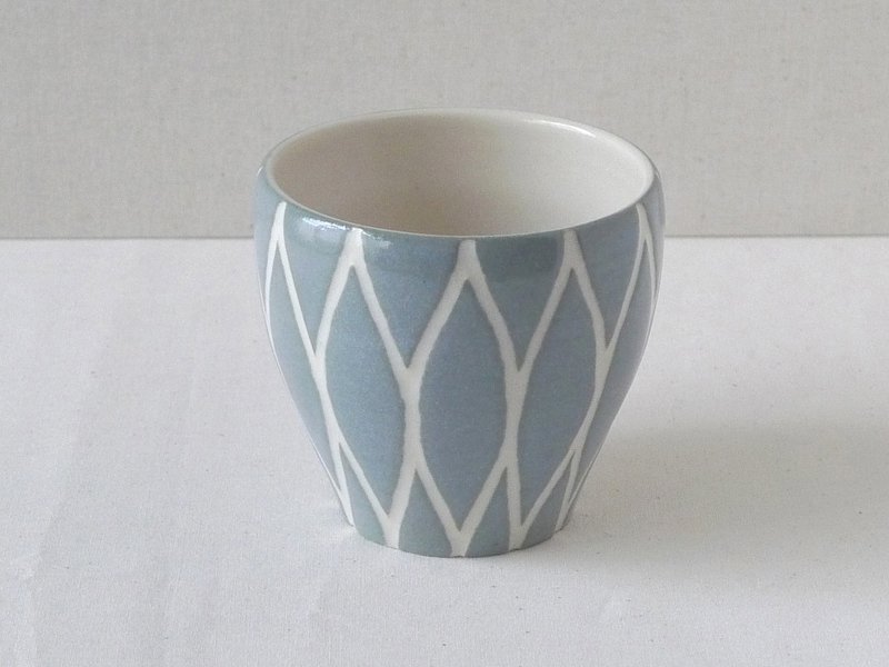 （再販）掻き落としフリーカップ（ブルーグレー） - 茶具/茶杯 - 其他材质 蓝色
