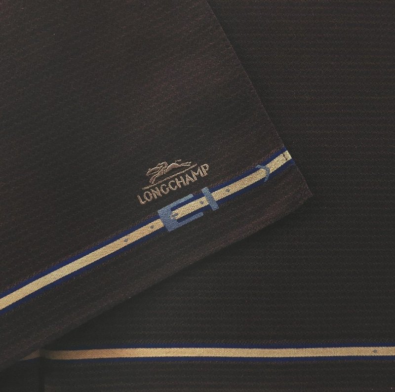 Longchamp 复古手帕 方巾 棕色 19.5 x 19 英寸 - 手帕/方巾 - 棉．麻 卡其色