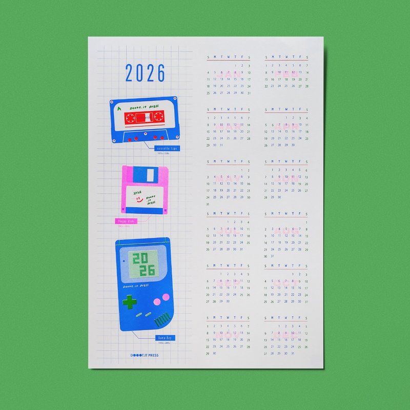 \ 按下 START 键 / 有一点混 2026 RISO年历海报 - 年历/台历 - 纸 白色