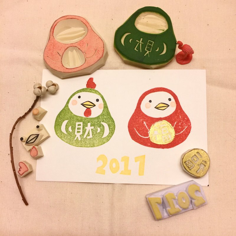 [TAll.Be]**金鸡旺旺新年贺卡** - 卡片/明信片 - 纸 红色