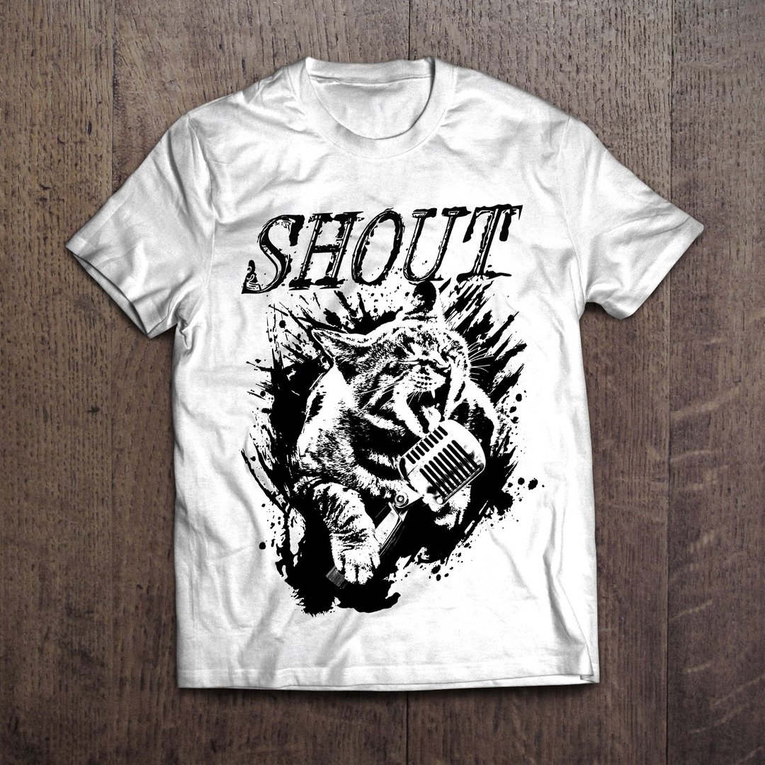 Catrock T-shirt Shout Cats - 女装 T 恤 - 棉 白色