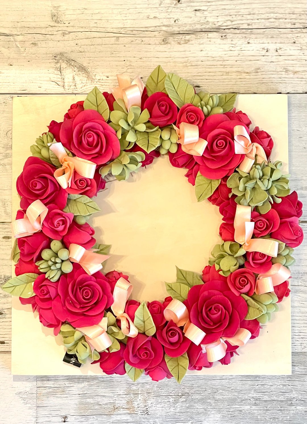 【ClayArt】eternal flower wreathe red cherry - 植栽/盆栽 - 陶 红色
