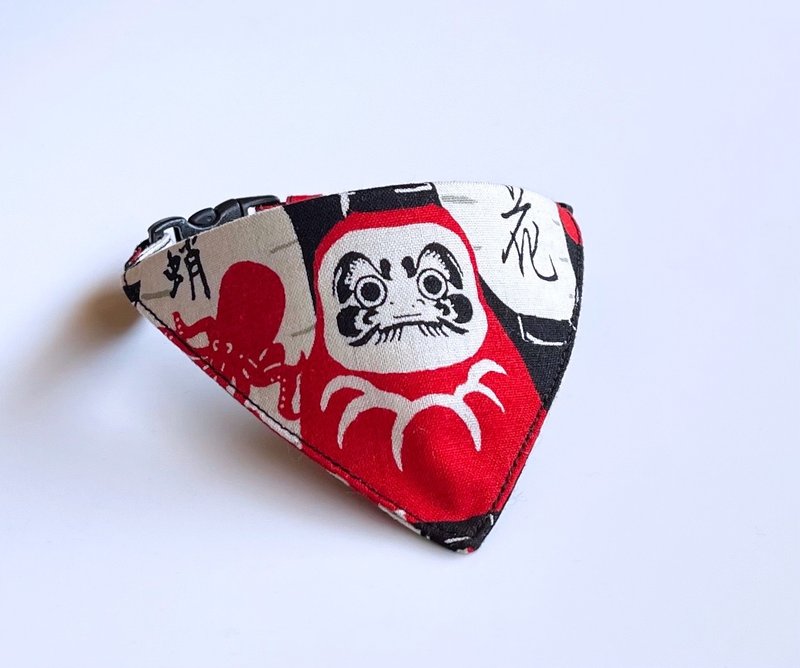 达磨 × 灯笼 领巾式项圈 猫用项圈 - 项圈/牵绳 - 棉．麻 黑色