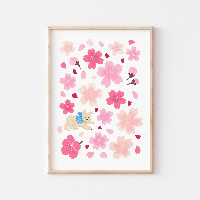 樱花下的小狗  I 印刷装饰画 - 海报/装饰画/版画 - 纸 粉红色
