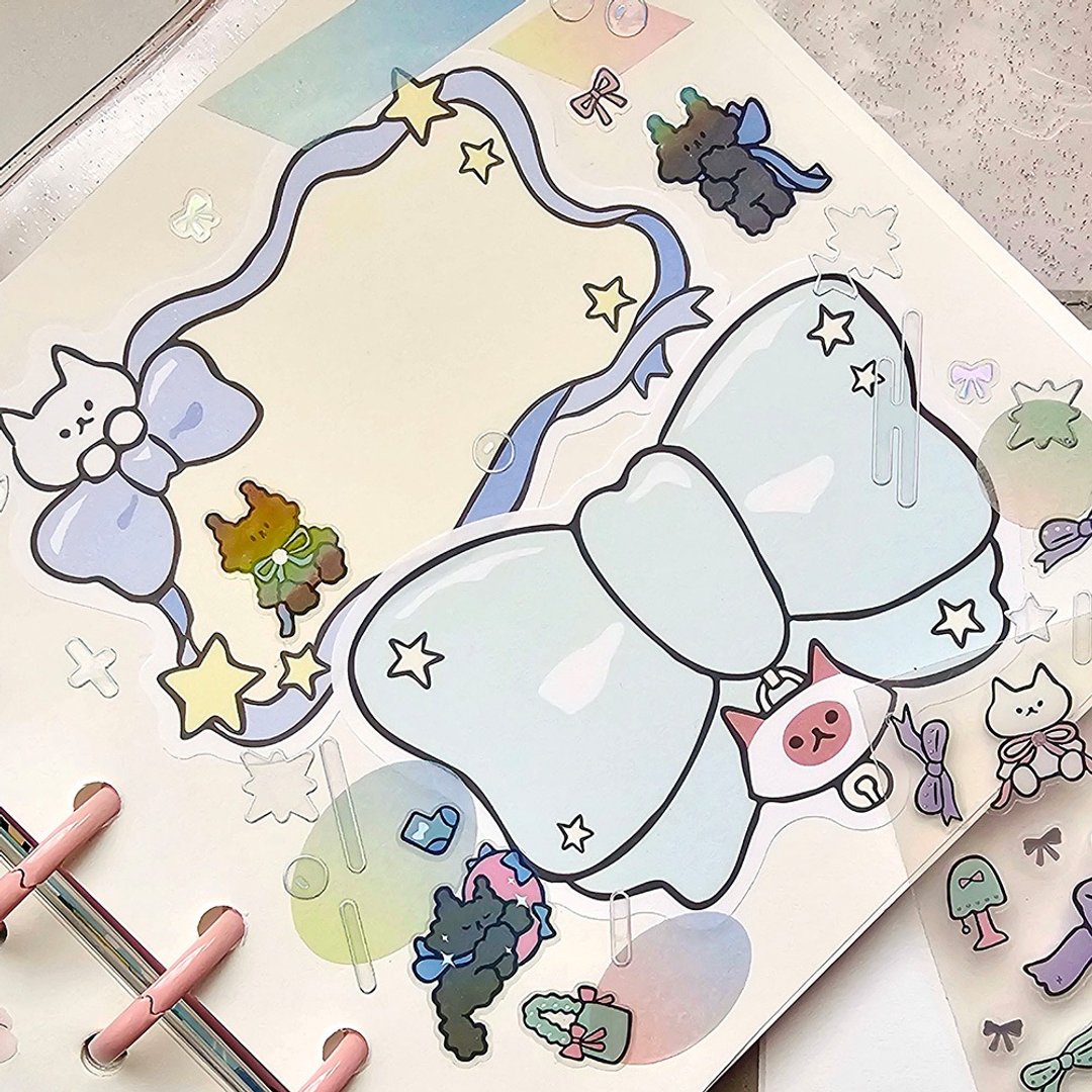 Pastel Bonbon 缎带 文字贴纸组 - 贴纸 - 纸 白色