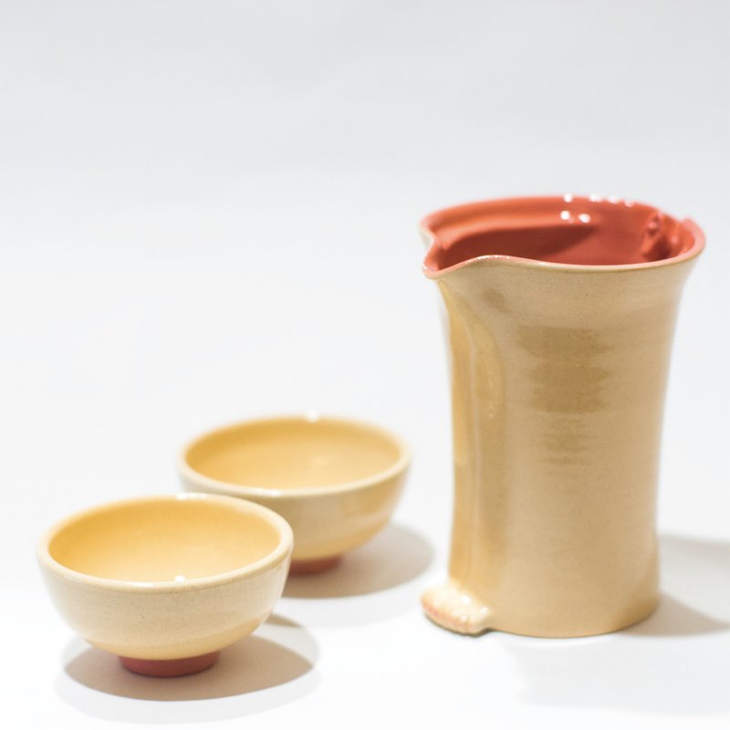 鲍鱼茶海清酒套组 - 茶具/茶杯 - 陶 橘色