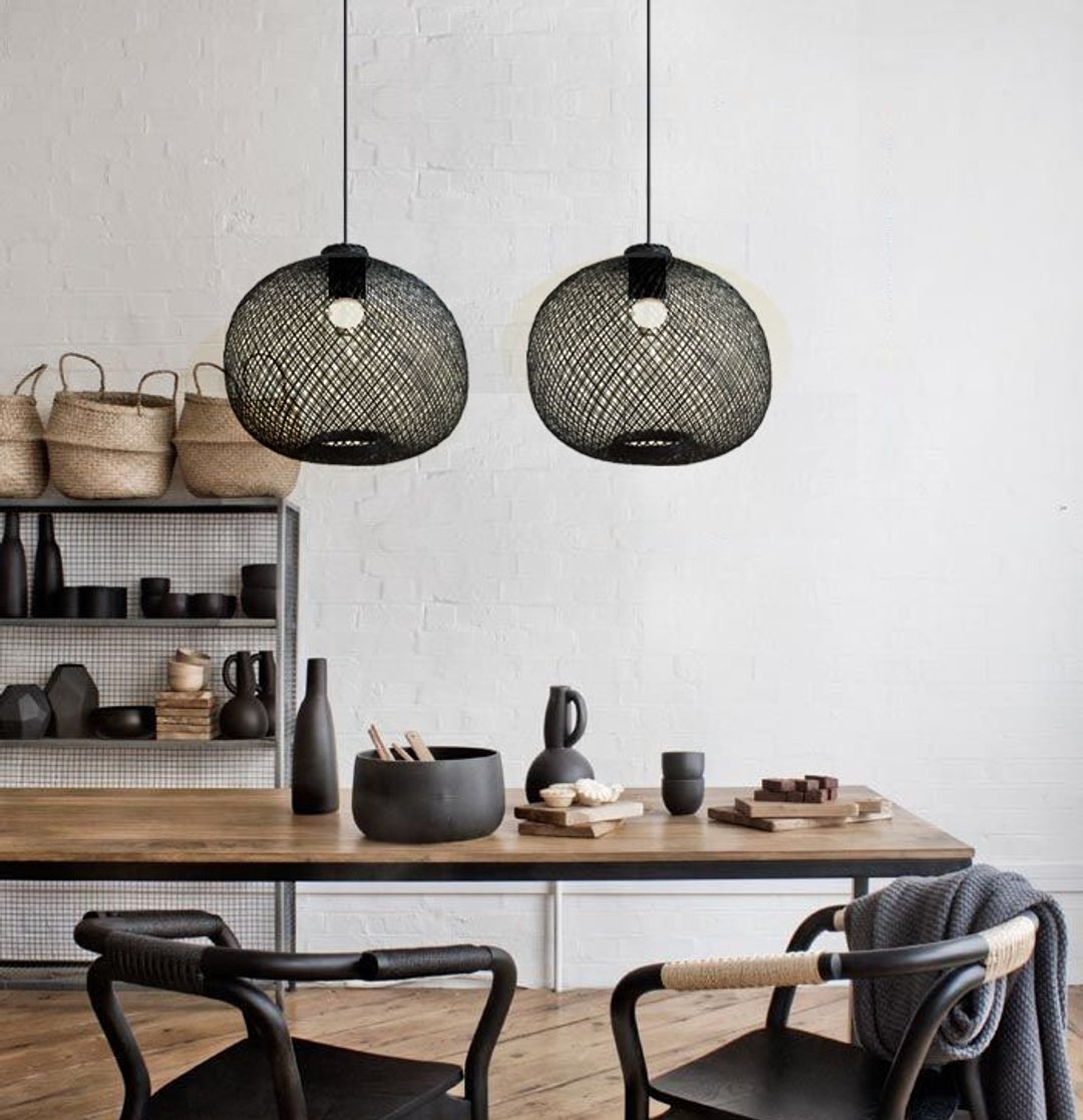 Chandelier, housewarming, first home gifts, lighting, pendant light, ceiling lamp, hanging lamp - 灯具/灯饰 - 竹 黑色