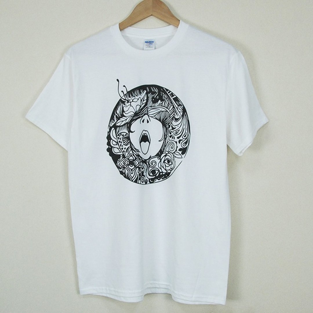 新创设计师-T恤：【呐喊】短袖T-shirt《中性/修身》(白) -杨舒婷 - 男装上衣/T 恤 - 棉 黑色