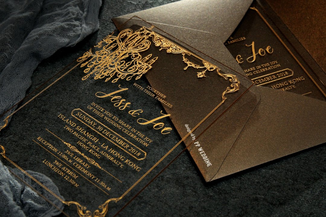 超华丽有机玻璃Acrylic透明西式喜帖设计PPWEDDING原创邀请咭 - 喜帖 - 塑料 