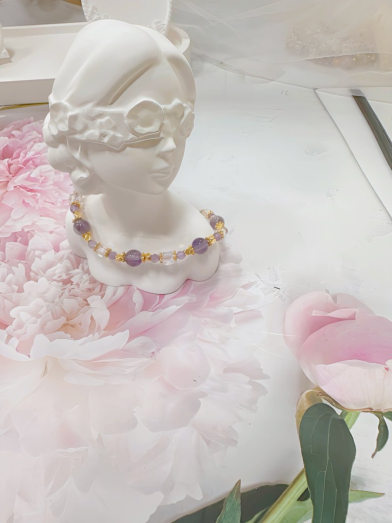 梦幻紫水晶x紫水晶x18k金 细链 设计款 水晶手串 - 手链/手环 - 水晶 紫色