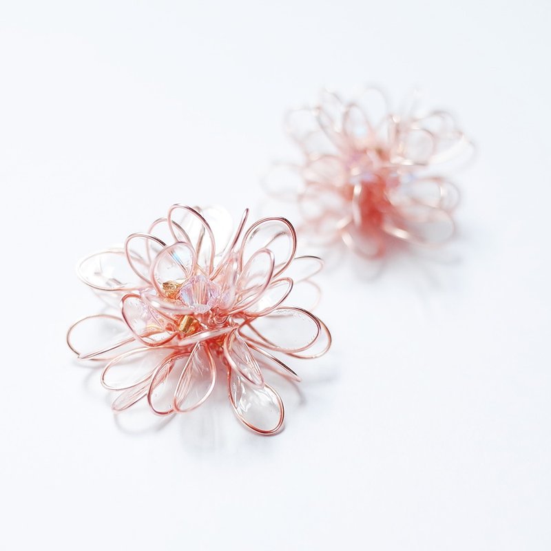 零耳环 • 耳夹可 - 耳环/耳夹 - 树脂 粉红色