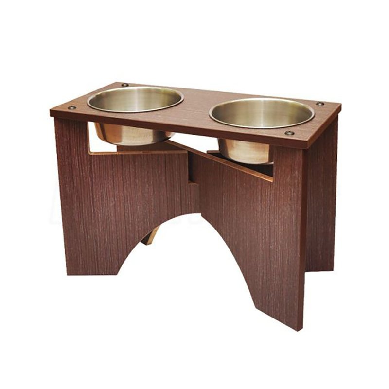 【MOMOCAT】X型狗餐桌 双口高40cm 附1号白铁碗 - 三款木色 - 碗/碗架 - 木头 