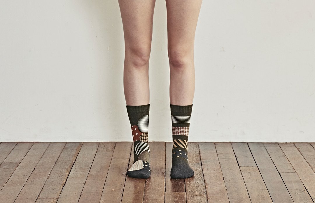 socks_autumn_hill / irregular / socks / dot - 袜子 - 棉 咖啡色