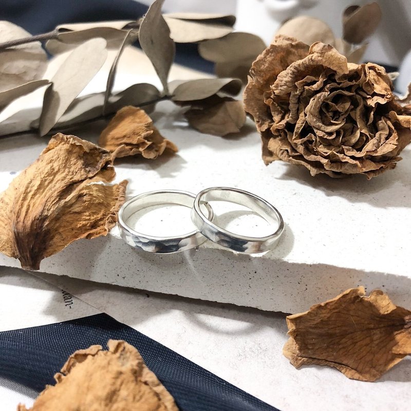 999纯银 简约石纹戒 - 戒指 - 纯银 银色