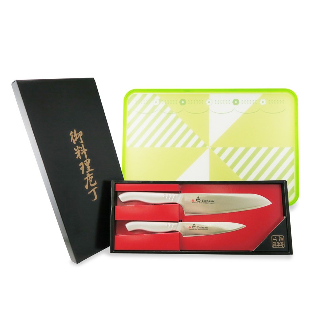 【御料理庖丁】日本制燕三条一体成型不锈钢刀3件组 - 菜刀/刀架 - 不锈钢 银色