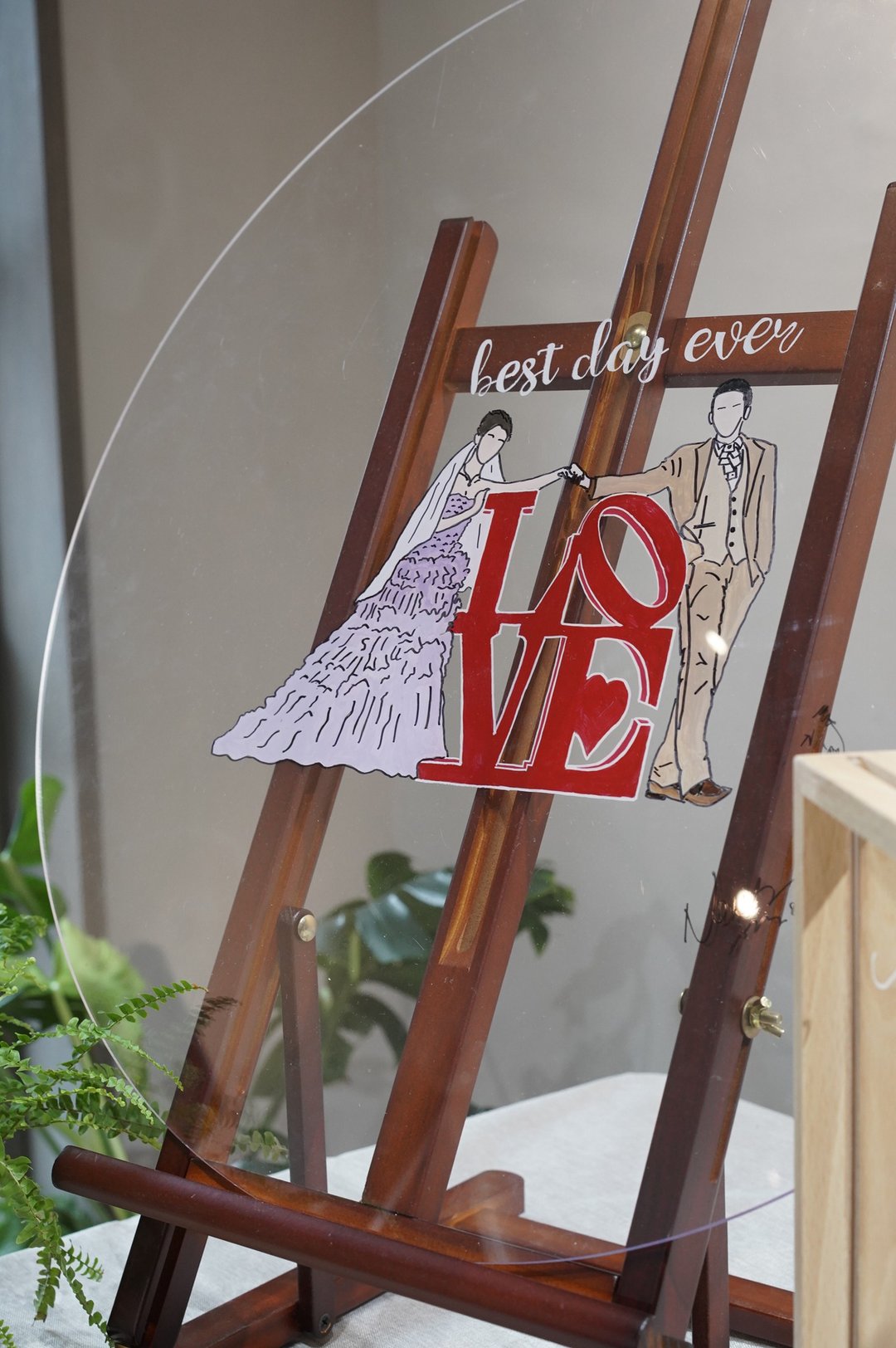 订制婚礼新婚签到定制化手绘圆形透明压克力板 - 订制画像 - 压克力 