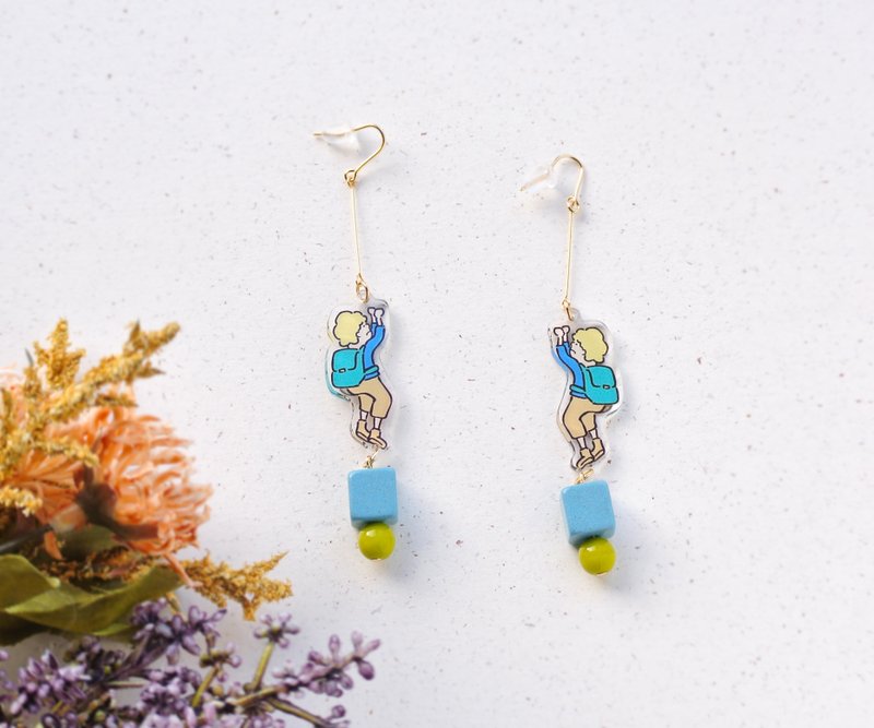 The Climber / Boy - 耳环/耳夹 - 压克力 多色