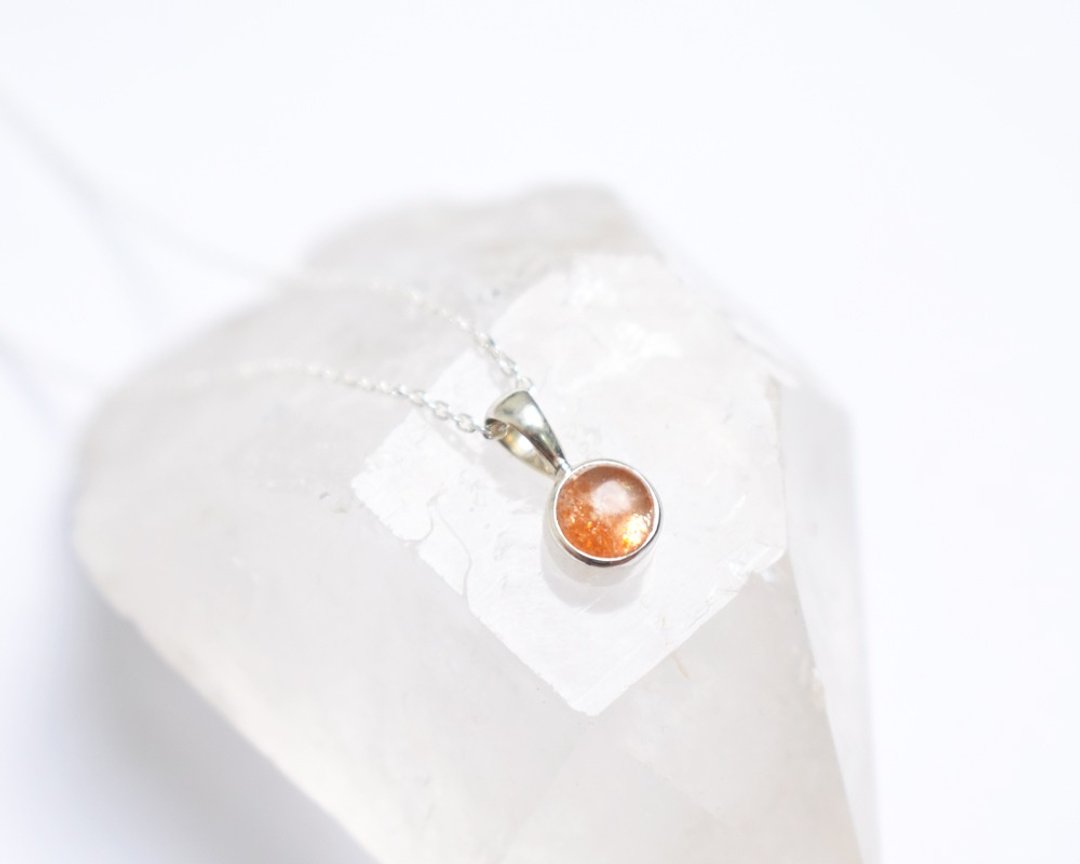 Sunstone Silver necklace - 项链 - 纯银 橘色