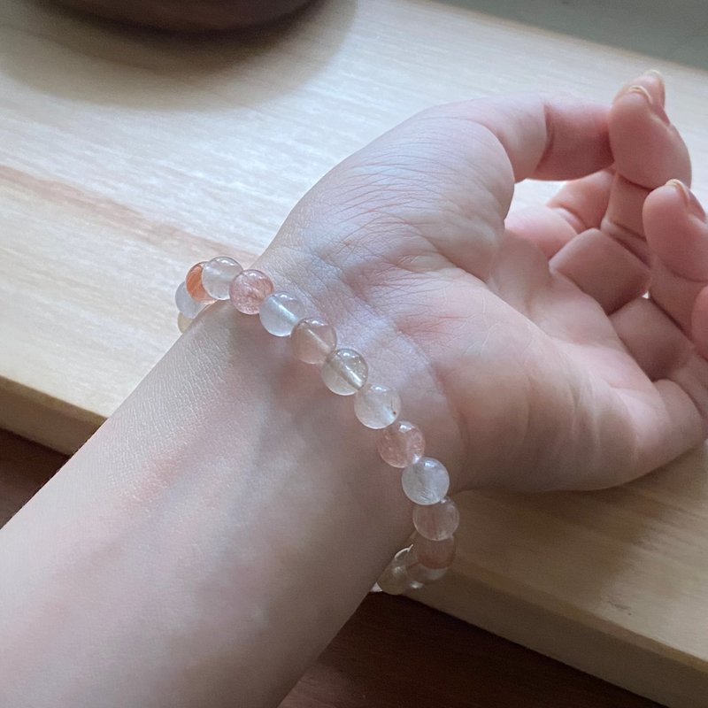 Emerald Gift。拈翠- 粉嫩色彩兔毛手串 - 手链/手环 - 宝石 粉红色