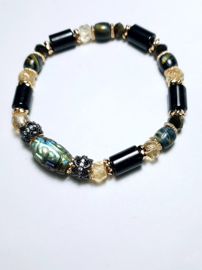 魅惑之城 招财个性手串/老矿拉长石/烟花黑发 - 手链/手环 - 水晶 黑色