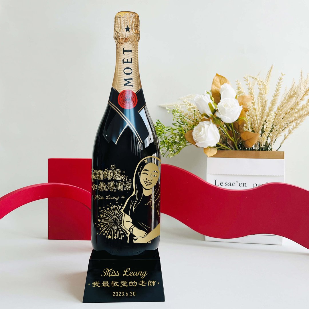 奖座订制|Moët 人像雕刻奖座 纪念礼物 感恩礼物谢师礼送老师礼 - 酒类 - 玻璃 