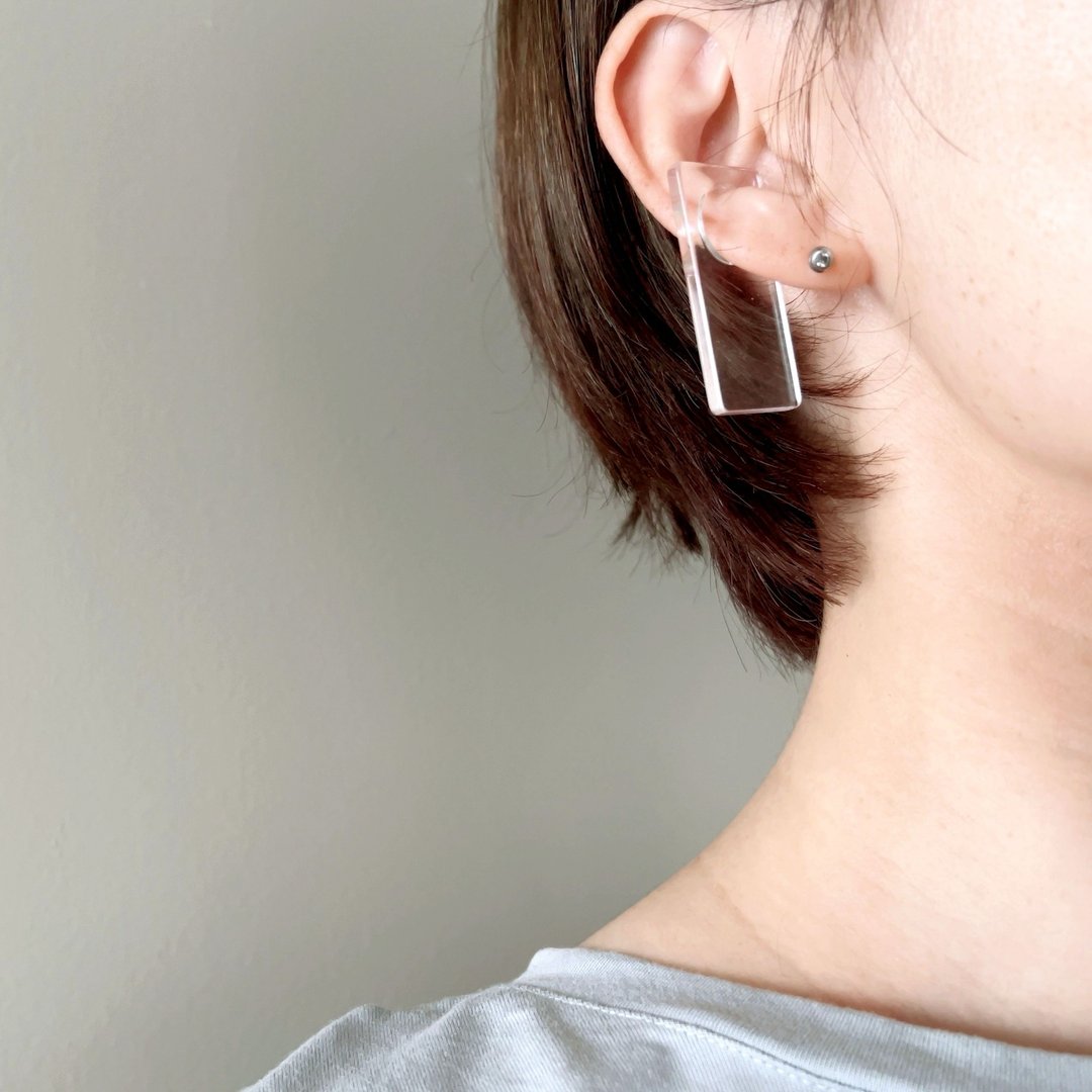 Rectangle Ear cuff - E81CCL - 耳环/耳夹 - 压克力 透明