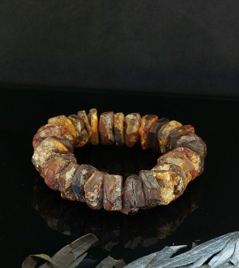 波罗的海原石药珀手链-2 ( Raw Baltic Amber Bracelet-2 ) - 手链/手环 - 树脂 