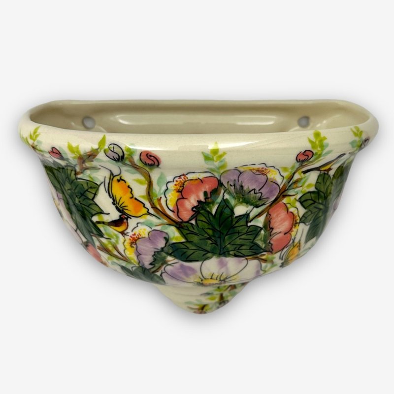 波兰手绘手工陶-壁挂式花盆 22cm 幻紫迷情系列 设计师款 - 植栽/盆栽 - 陶 紫色