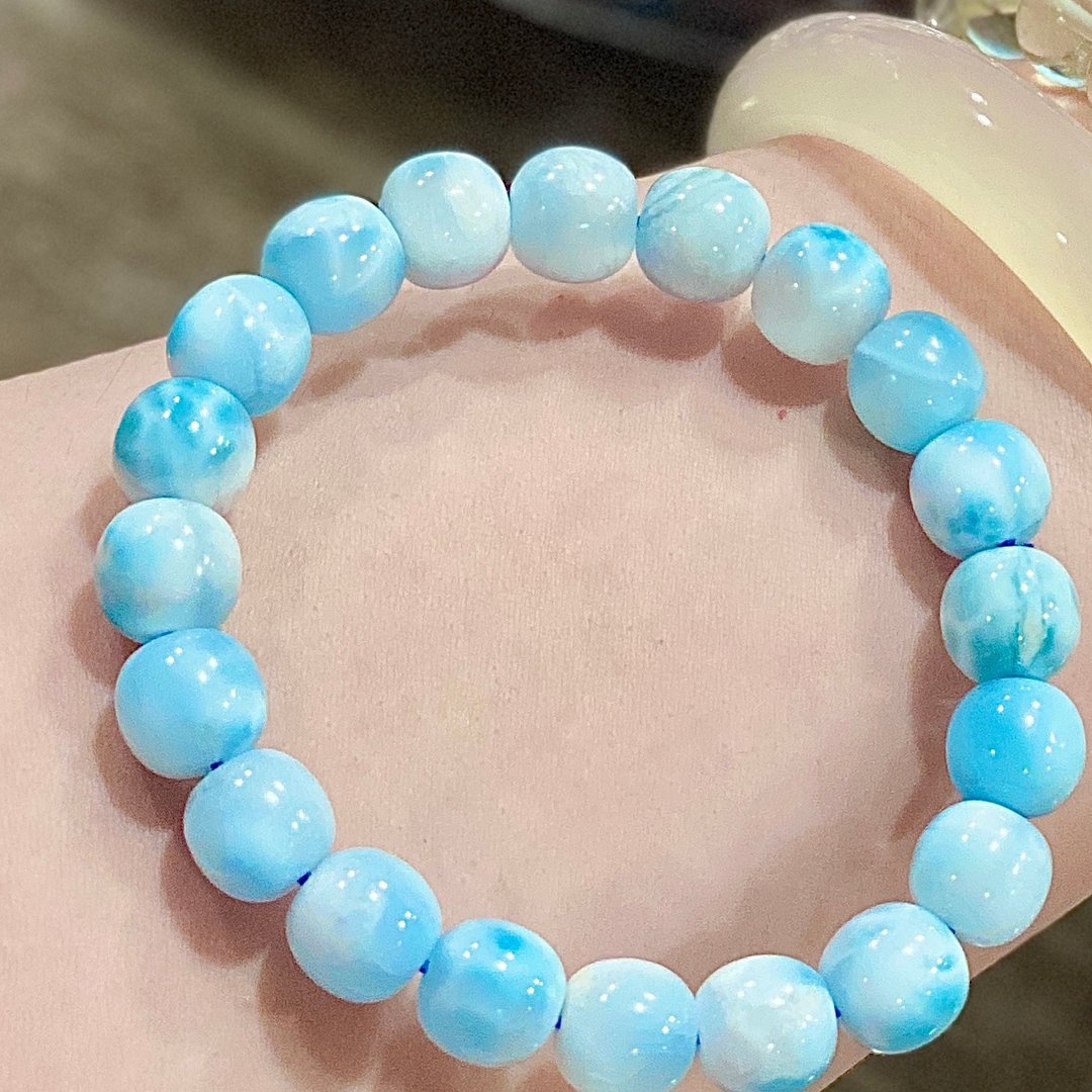 弥雅丨收藏级海纹石丨 Larimar 拉利玛丨海豚海洋灵气疗愈内在小孩 - 手链/手环 - 水晶 蓝色