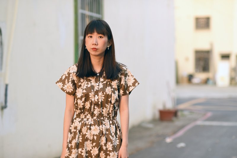 绿底白花——短袖洋装款 - 洋装/连衣裙 - 棉．麻 