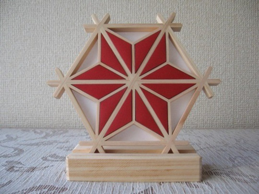Kumiko ornament Design : Asanoha Red - 摆饰 - 木头 